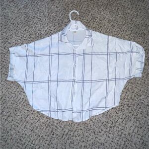 White & Blue Cropped Blouse